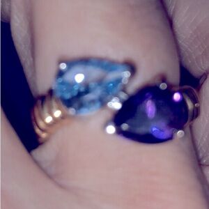 Gold Plated Topaz & Amethyst 7.25 Ring